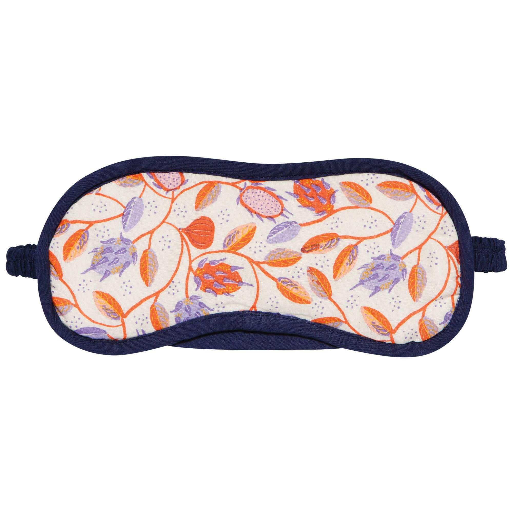 Ember Soft Cotton Sleep Mask with floral design in orange and purple, perfect for restful nighttime sleep.