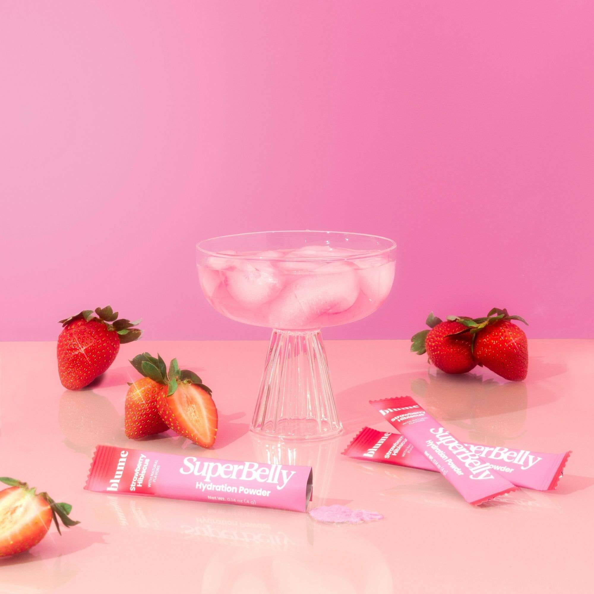 SuperBelly hydration drink powder in Strawberry Hibiscus