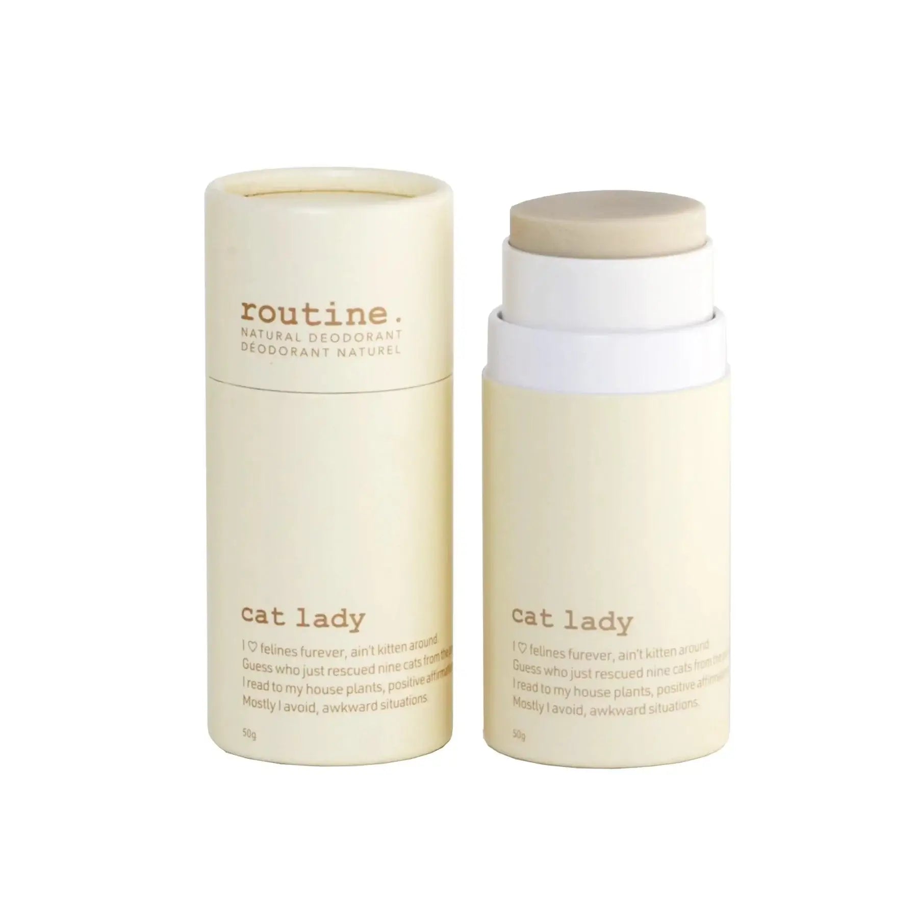 Routine Deodorant Routine Cat Lady, 50g stick, aluminum free, made in Calgary