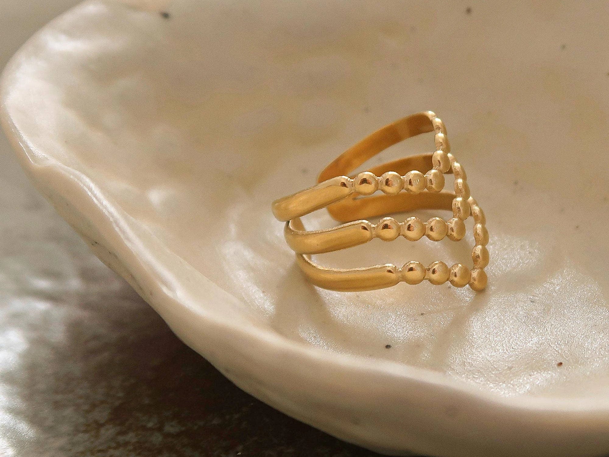 adjustable tarnish-free stackable gold ring