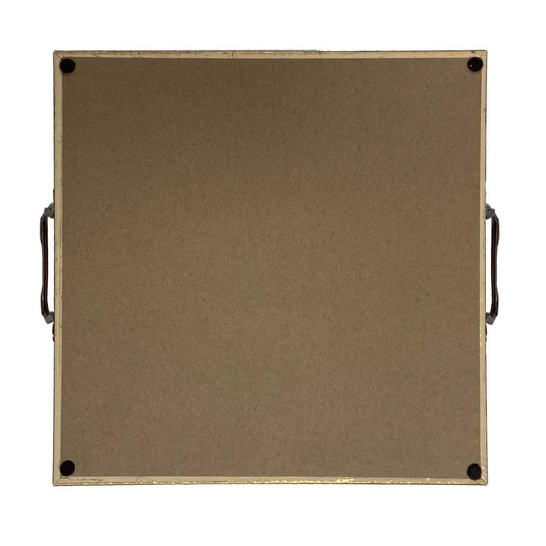 Brown cork bulletin board with metal brackets on a white background