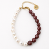 Strawberries and Cream bracelet made with Natural strawberry quartz gemstones and Naturally cultured freshwater pearls from Six N Stone