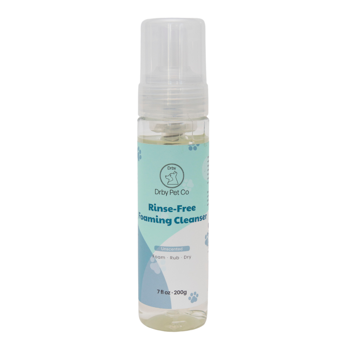 Drby Pet Co natrual rinse free foaming cleanser blue