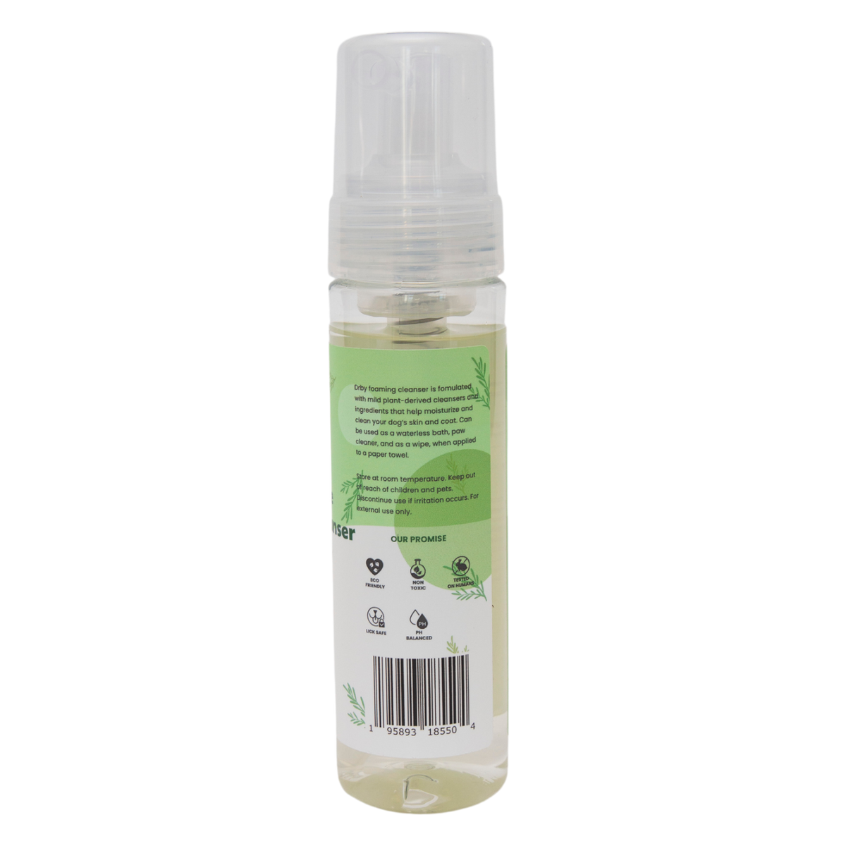 Drby Pet Co natrual rinse free foaming cleanser green label