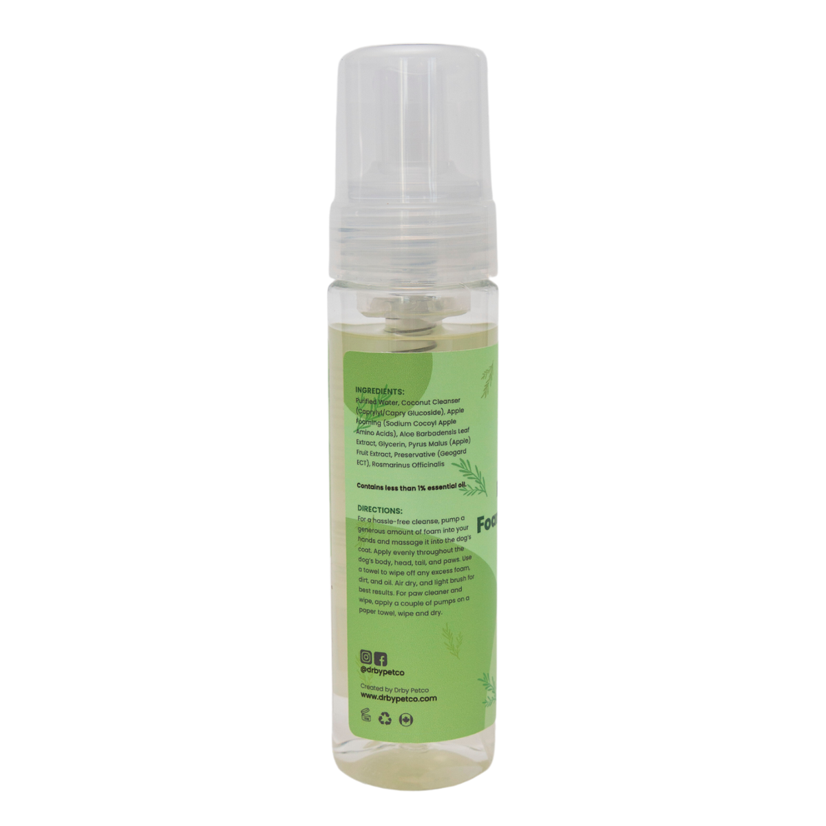 Drby Pet Co natrual rinse free foaming cleanser green label 2