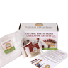 Natural Earth Paint Gesso for Artists kit with packaging, gesso mix, and instructions on a white background.