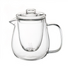 Clear glass teapot with a lid on a white background