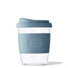 8 oz blue stone glass travel tumbler by SOL Cups, eco-friendly, durable, and designed for sustainable travel.