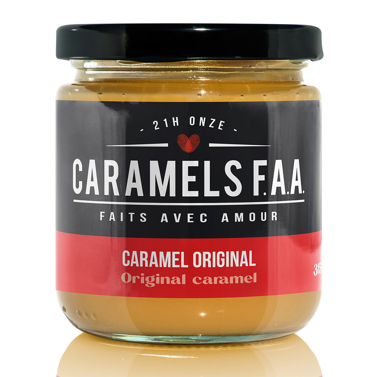 Jar of Caramels F.A.A. caramel on a white background
