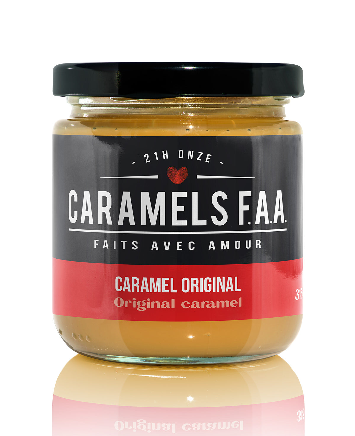 Jar of Caramels F.A.A. caramel on a white background