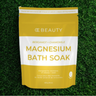 Yellow and white package of CC Beauty Bergamot + Chamomile Magnesium Bath Soak