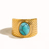 Reef 18K Gold Non-Tarnish Turquoise Stone Adjustable Ring