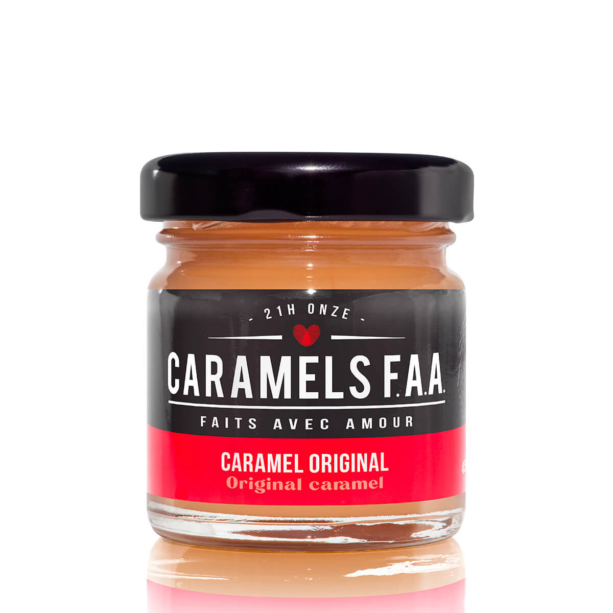 Jar of Caramels FAA caramel on a white background