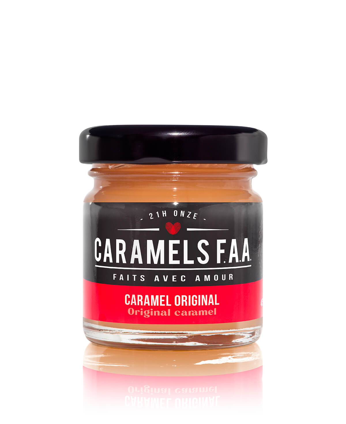 Jar of Caramels FAA caramel on a white background