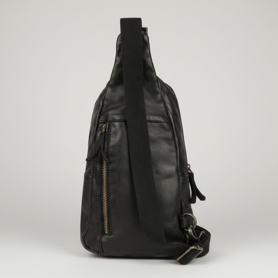 MET Off-The-Shoulder Leather Sling Chest Bag | Boutique of Leathers black back