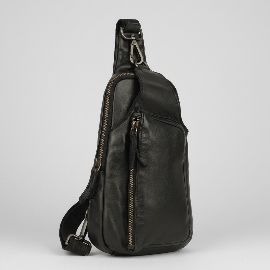 MET Off-The-Shoulder Leather Sling Chest Bag | Boutique of Leathers black