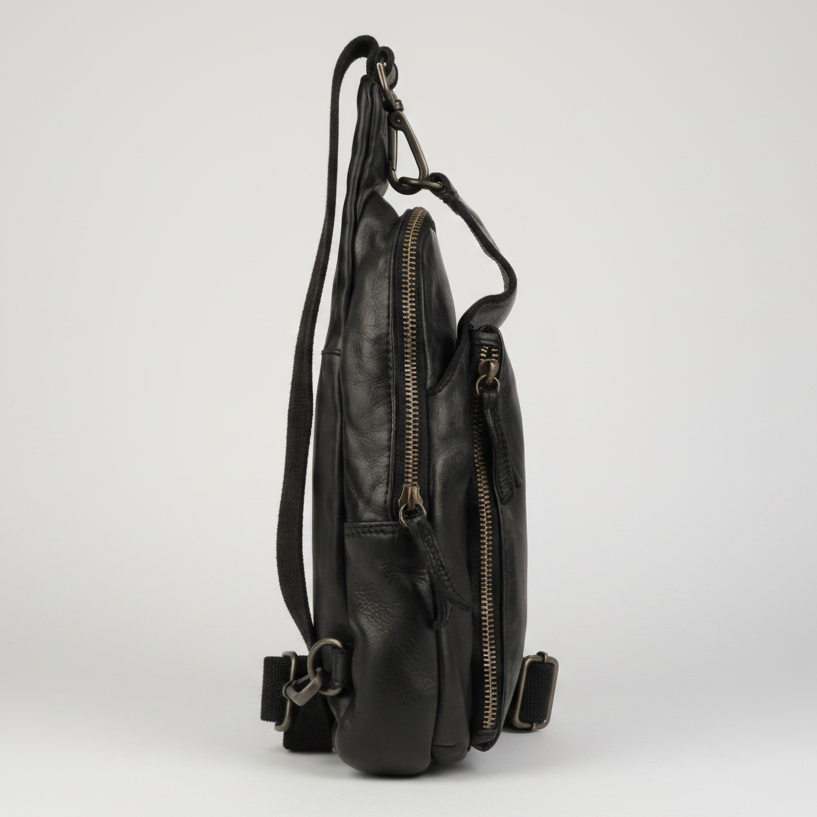 MET Off-The-Shoulder Leather Sling Chest Bag | Boutique of Leathers black side