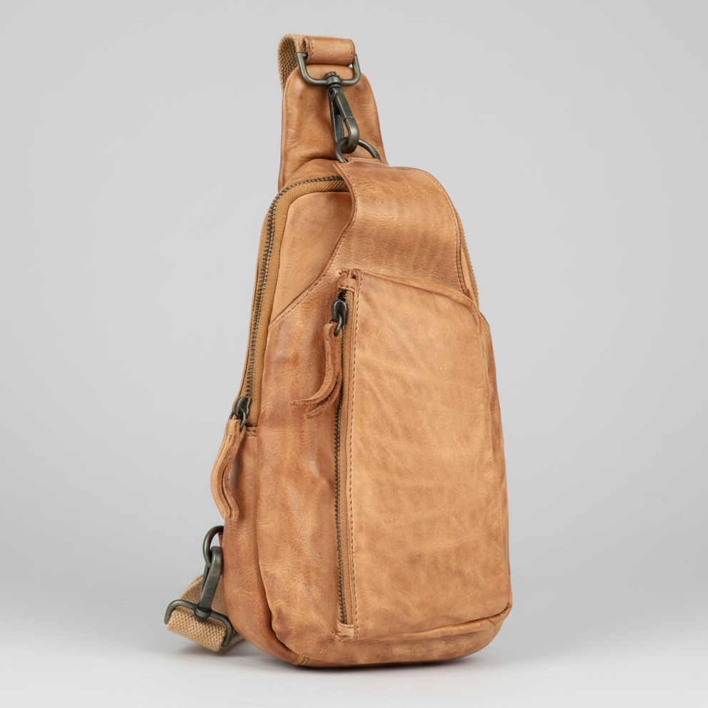 MET Off-The-Shoulder Leather Sling Chest Bag | Boutique of Leathers butternut