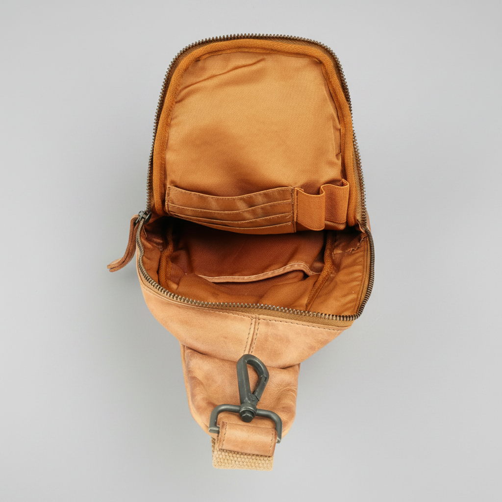 MET Off-The-Shoulder Leather Sling Chest Bag | Boutique of Leathers butternut open