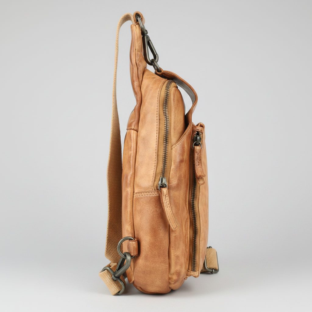 MET Off-The-Shoulder Leather Sling Chest Bag | Boutique of Leathers butternut side