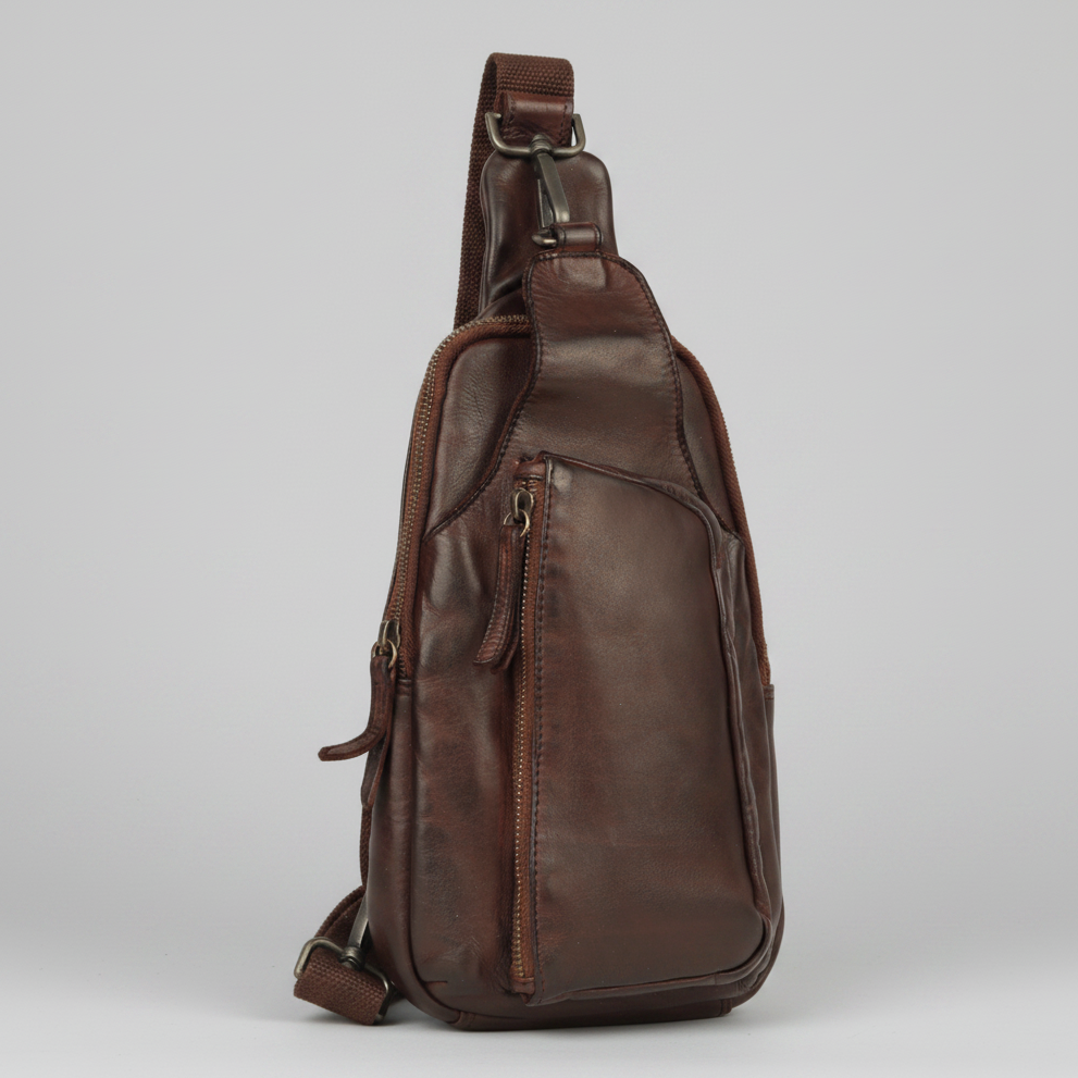 MET Off-The-Shoulder Leather Sling Chest Bag | Boutique of Leathers brown