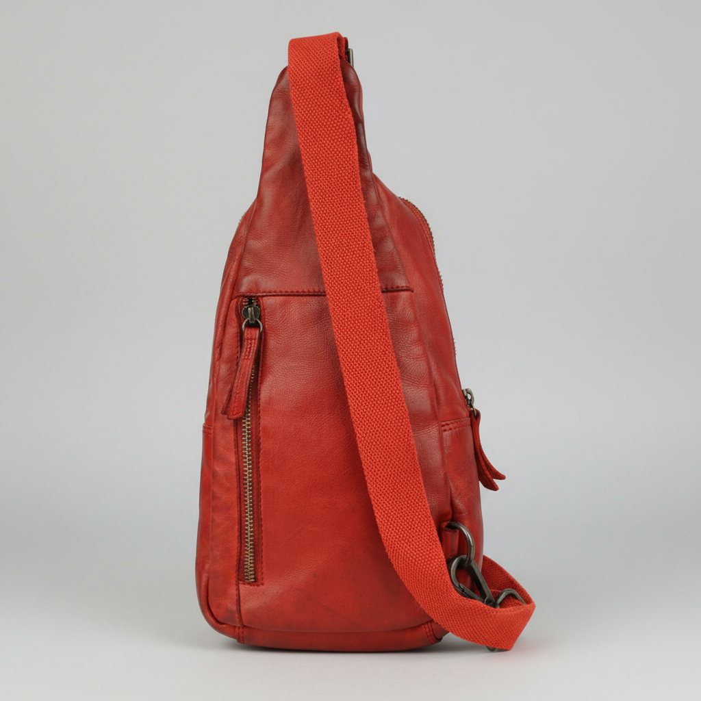 MET Off-The-Shoulder Leather Sling Chest Bag | Boutique of Leathers red back