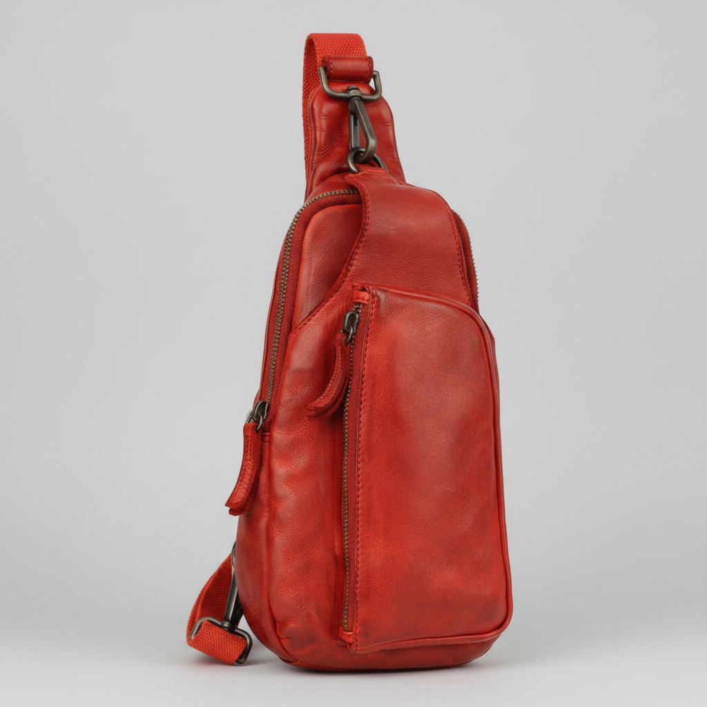 MET Off-The-Shoulder Leather Sling Chest Bag | Boutique of Leathers red