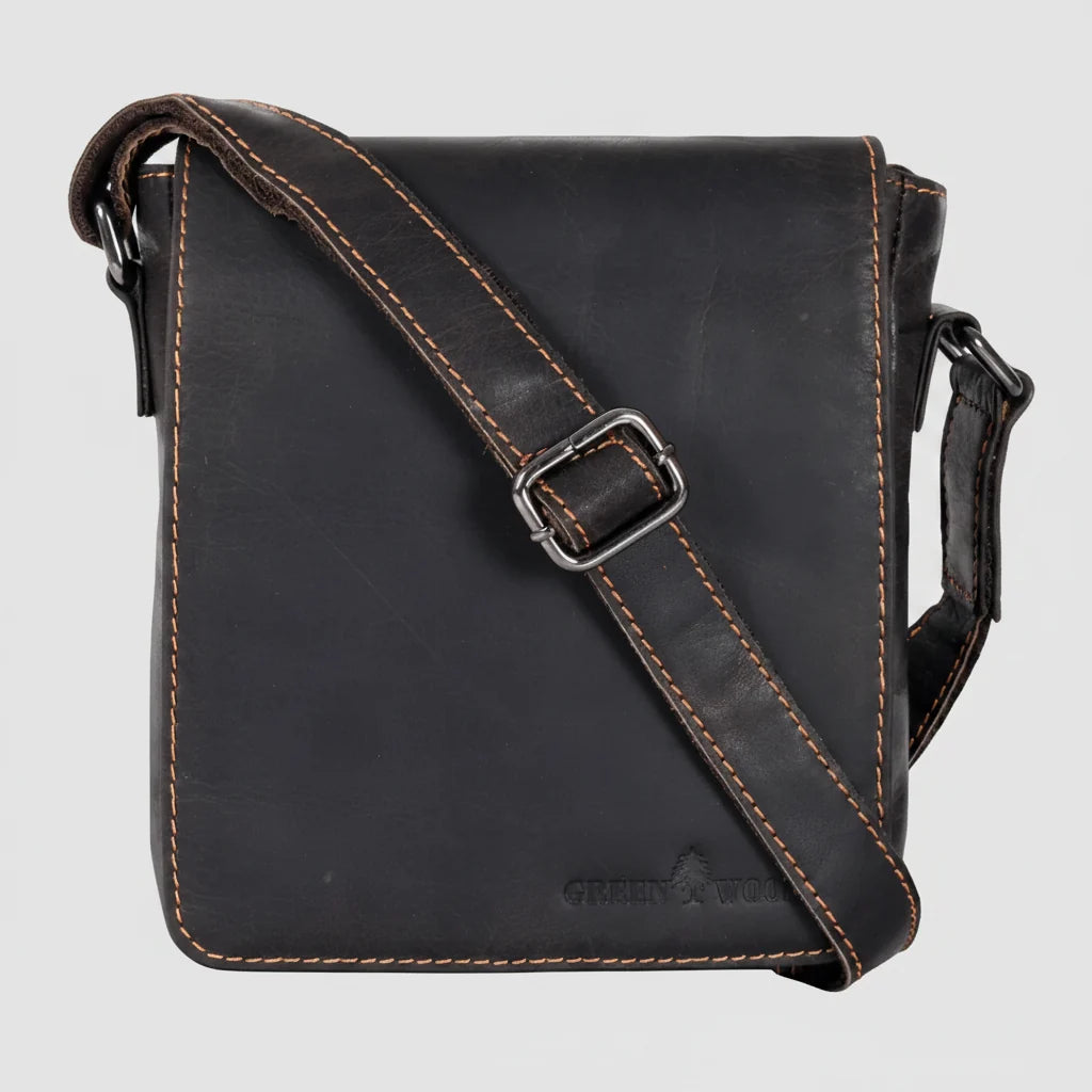 Greenwood Mini-Messenger Bag – Wax Pull-Up Leather Flap Over | Boutique of Leathers black