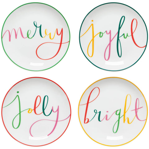 Merry Everything Christmas Appetizer Plates Set of 4