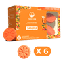 Orange packaging of Poseidn Sangria cocktail bombs with two bombs displayed in front.
