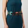 Old Tribes Heritage Leather Regalia Belt – Turtle – Black Leather with Turquoise & Ochre Embroidery