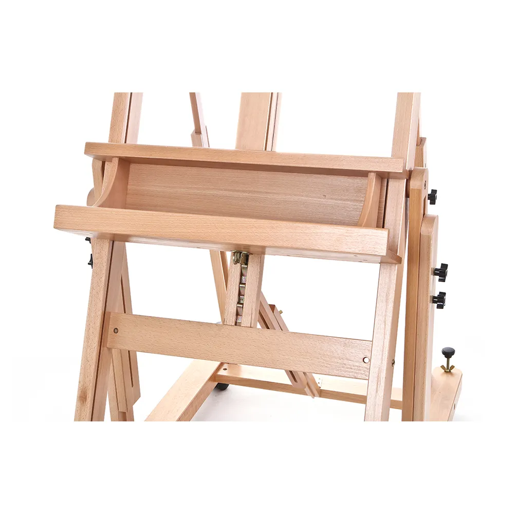 Wooden artist's easel on a white background