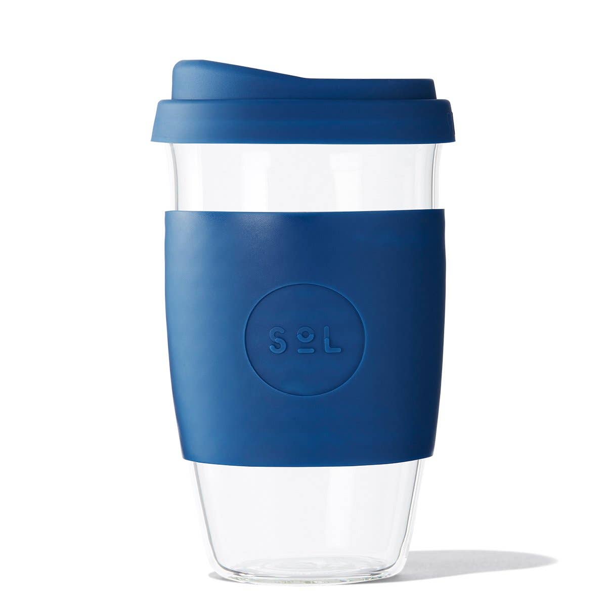 16oz Bondi Blue glass travel tumbler from SOL Cups, stylish, sustainable, and perfect for on-the-go use.