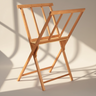 Wooden folding chair on a beige background