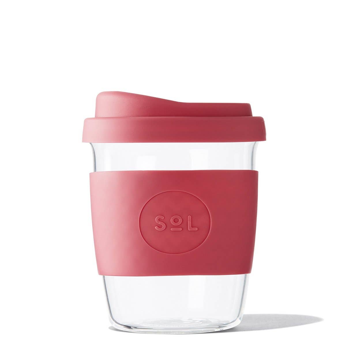 8OZ Radiant Rosé glass travel tumbler from SOL Cups, eco-friendly and stylish for on-the-go hydration.