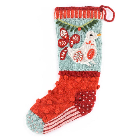 Dove - wool knit Christmas Stocking