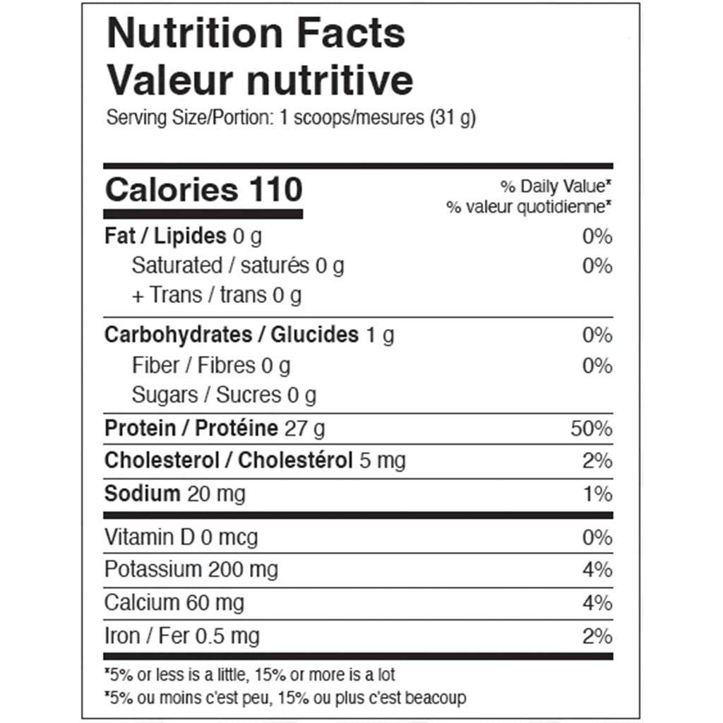 Nutrition facts label for a product with serving size, calories, and nutritional content details.