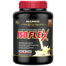 A 5 lb tub of Allmax IsoFlex Pure Whey Protein Isolate in Vanilla flavor, featuring a black container with a red cap and a black label with red and white text.