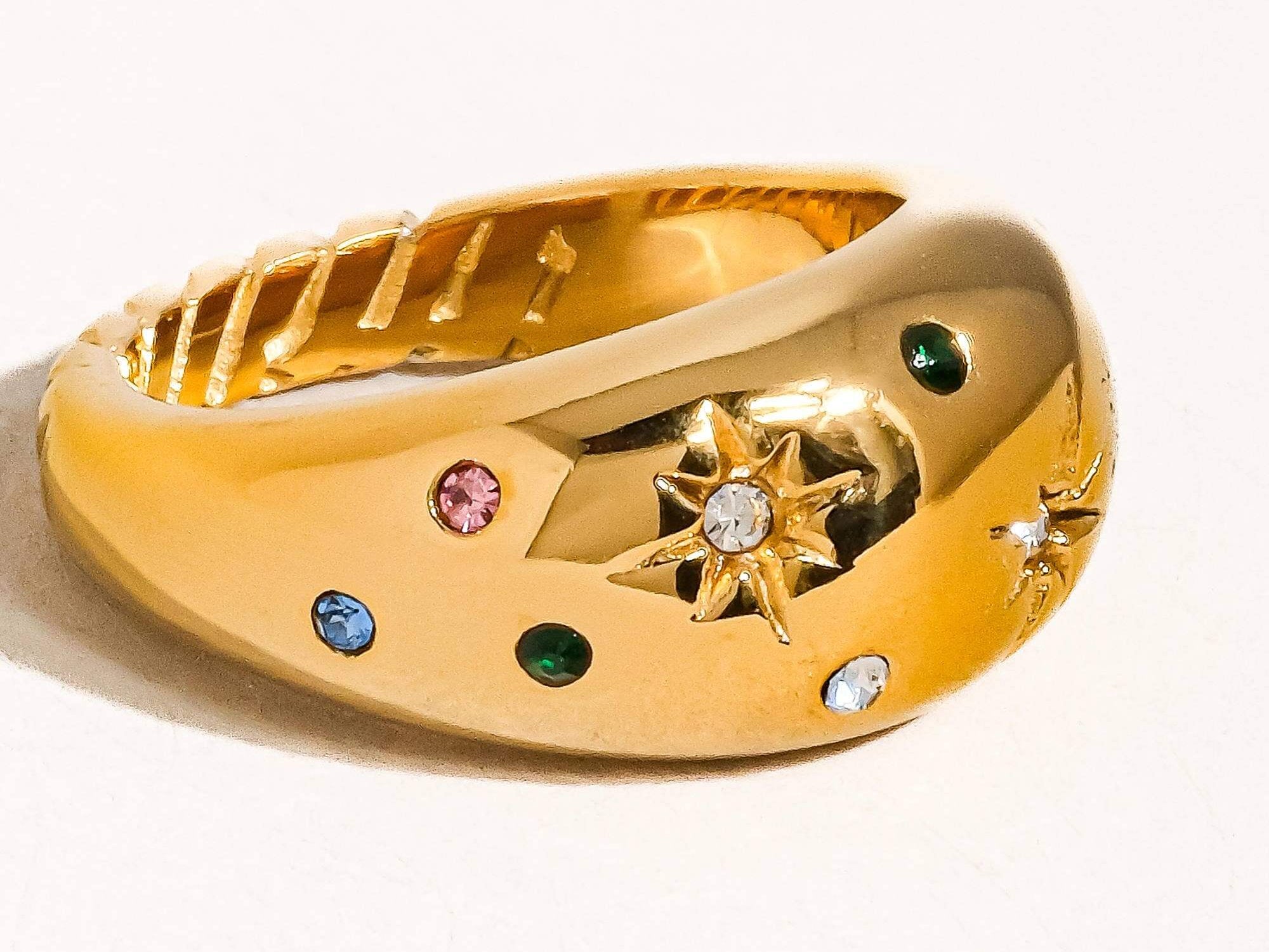 Angela 18K Gold Non-Tarnish Star Dome Ring side view