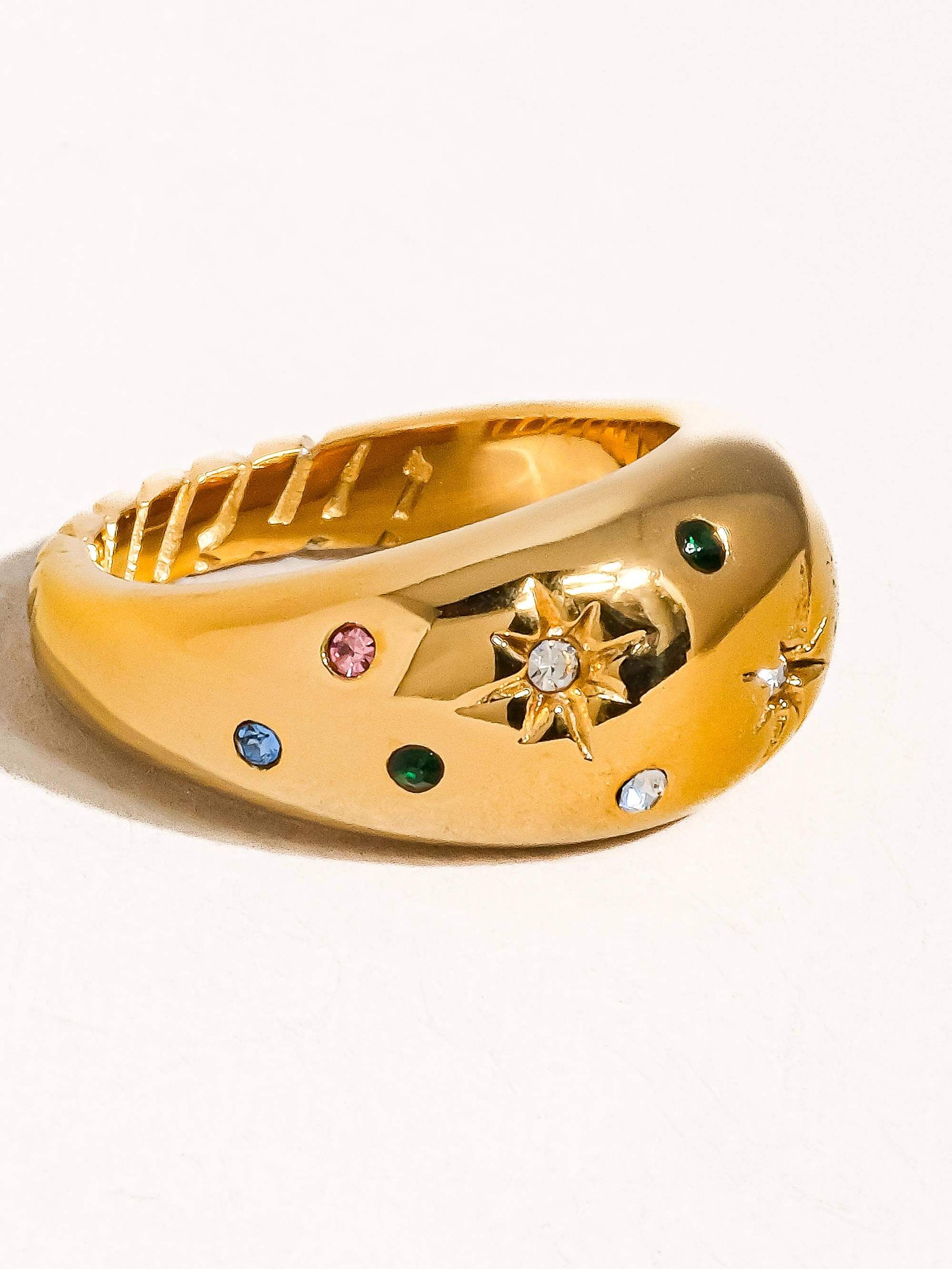 Angela 18K Gold Non-Tarnish Star Dome Ring side view