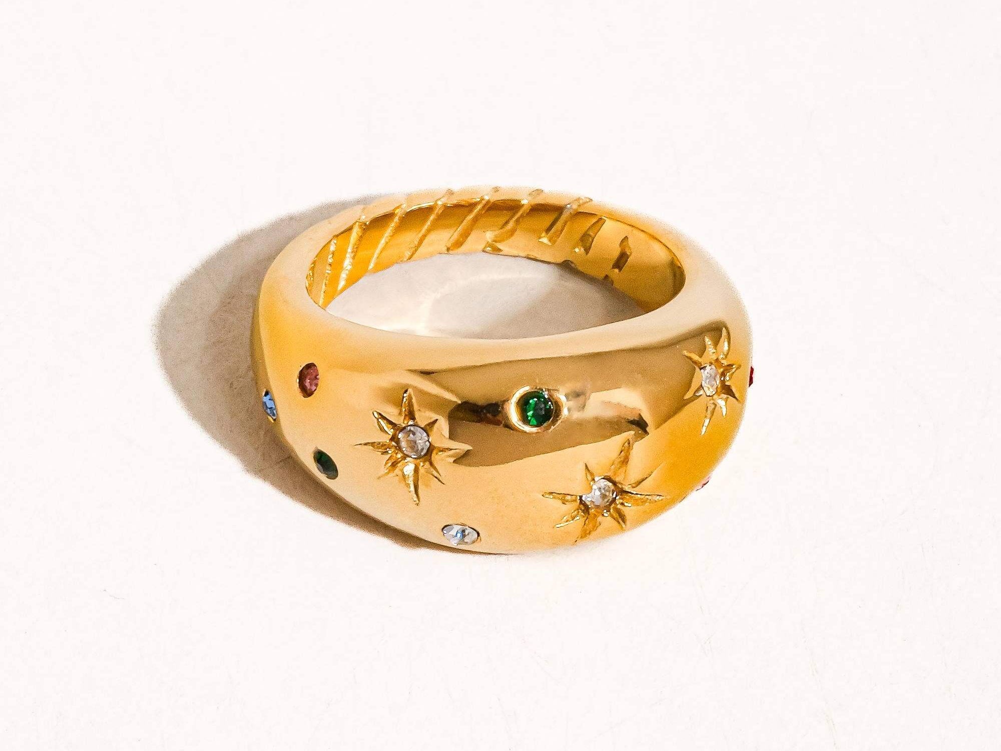 Angela 18K Gold Non-Tarnish Star Dome Ring front
