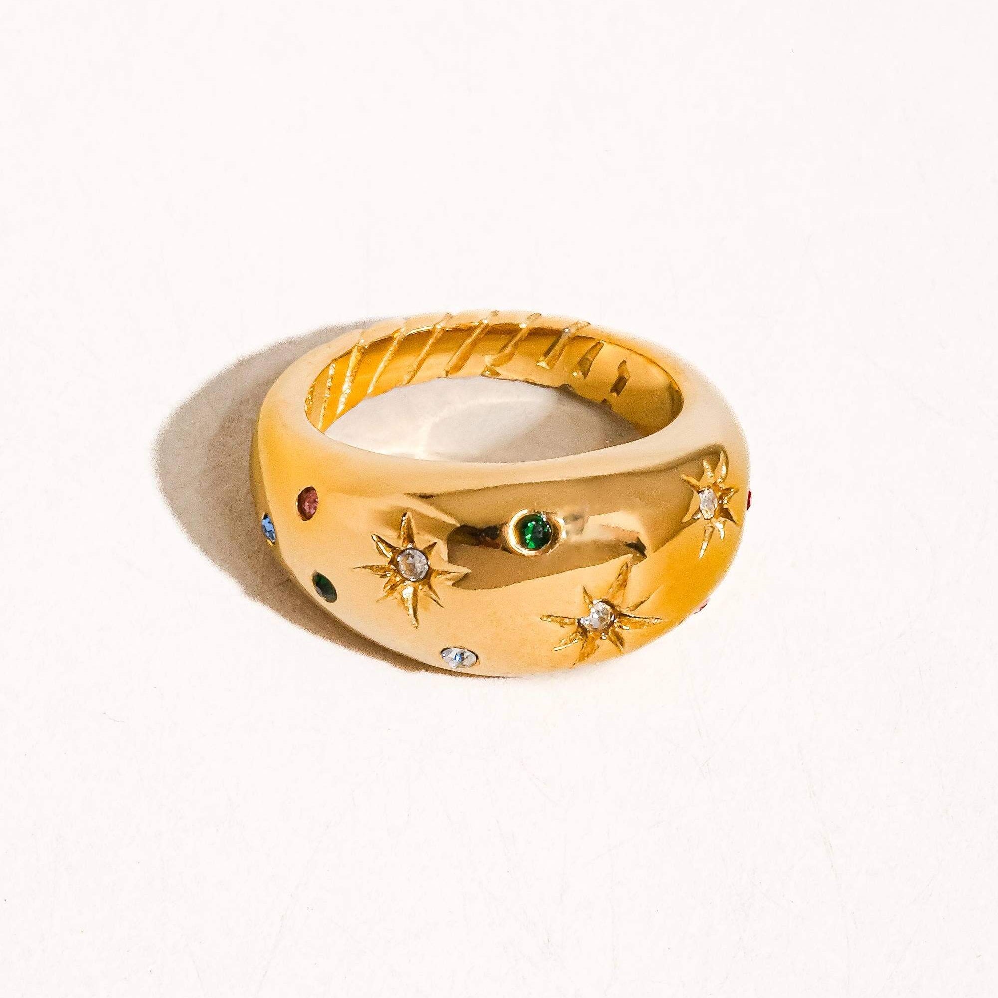 Angela 18K Gold Non-Tarnish Star Dome Ring front