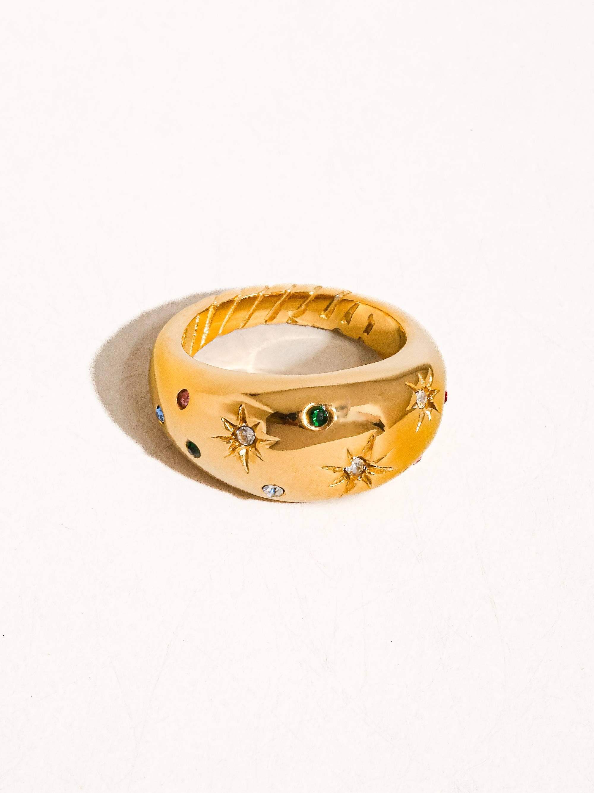 Angela 18K Gold Non-Tarnish Star Dome Ring front