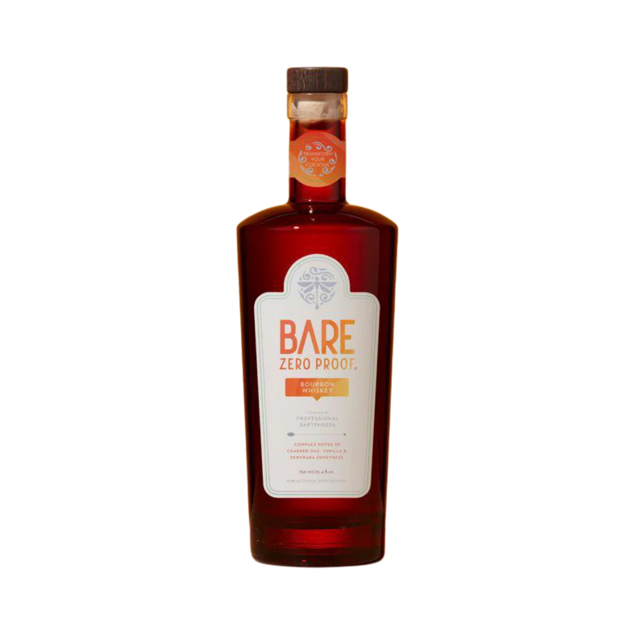 Bottle of Bare Zero Proof whiskey on a white background  The Sobr Market