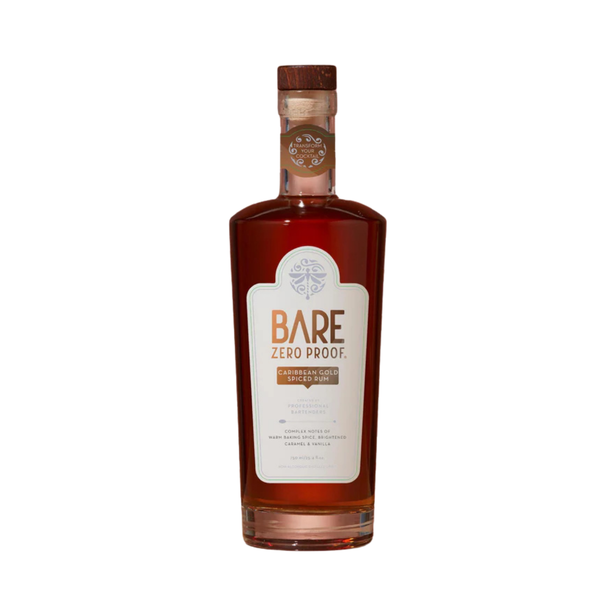 Bottle of Bare Zero Proof Caribbean Gold Vodka on a white background  The Sobr Market