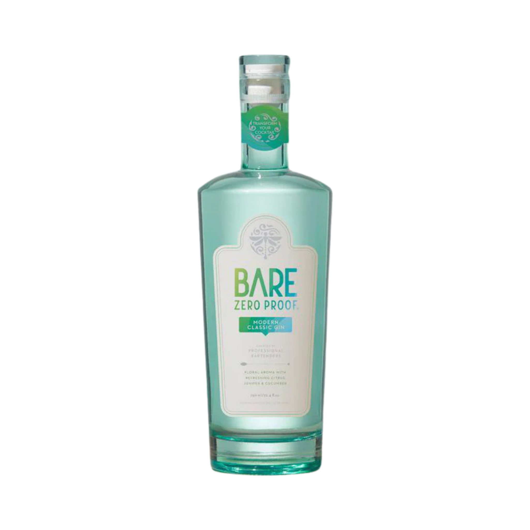 Bottle of Bare Zero Proof gin on a white background The Sobr Market