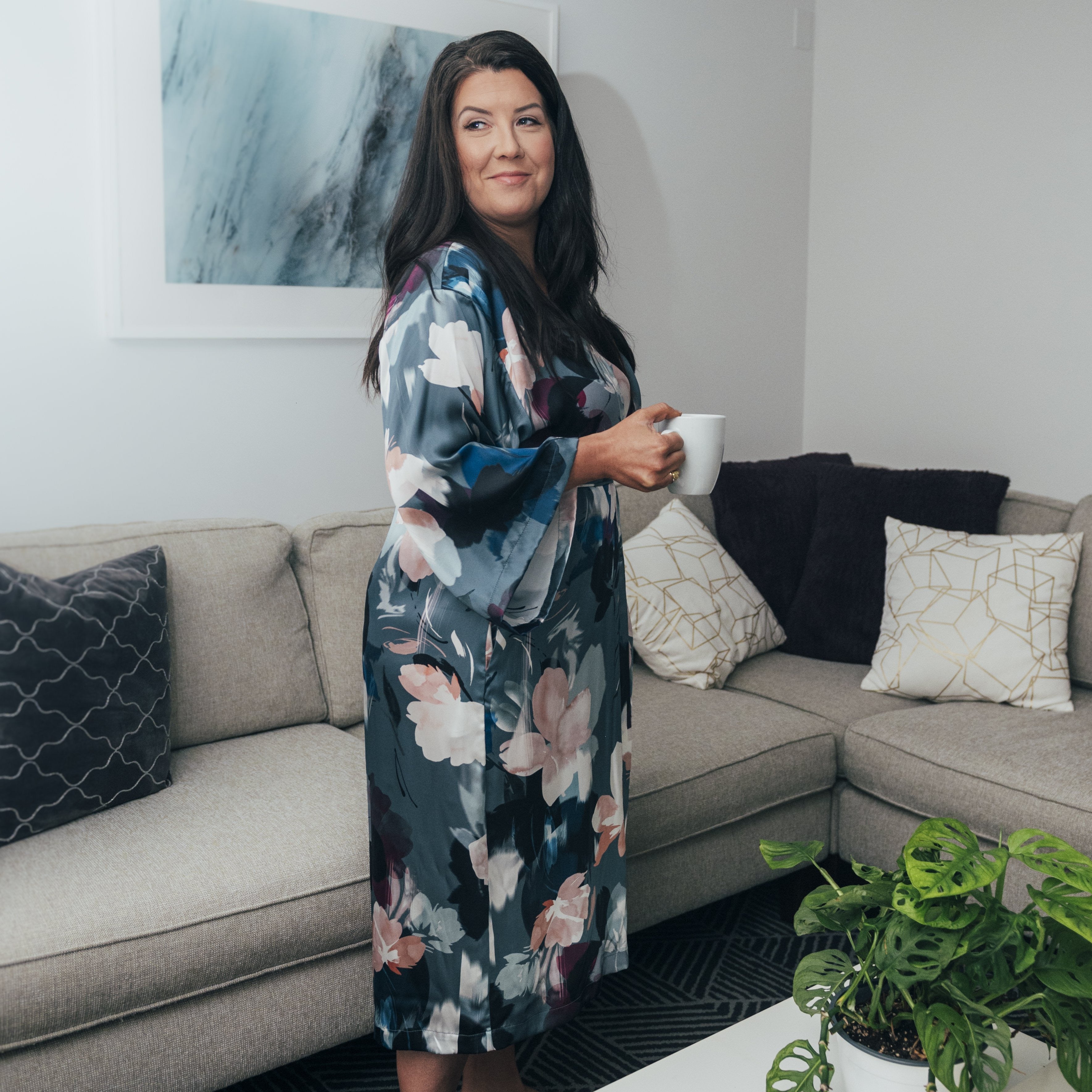 Silver Lining Long Kimono Robe standing