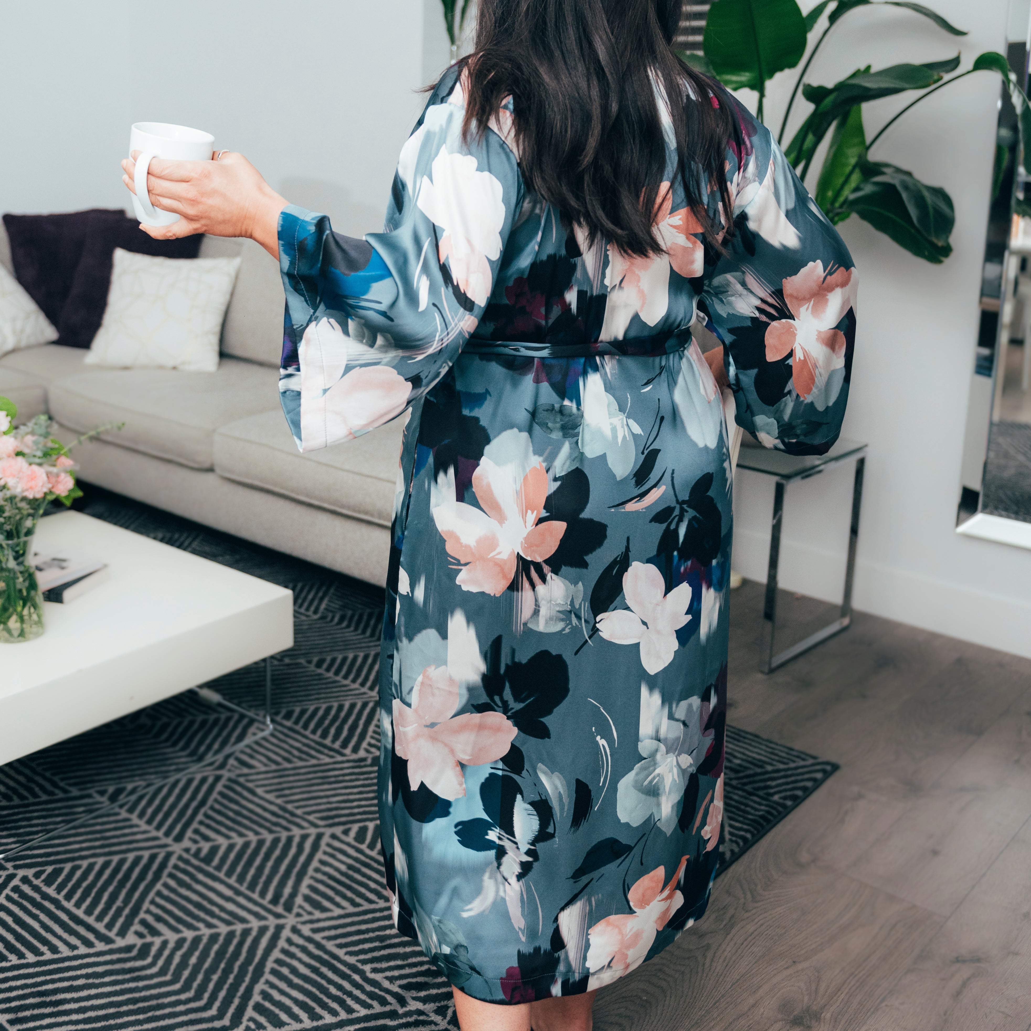 Silver Lining Long Kimono Robe back