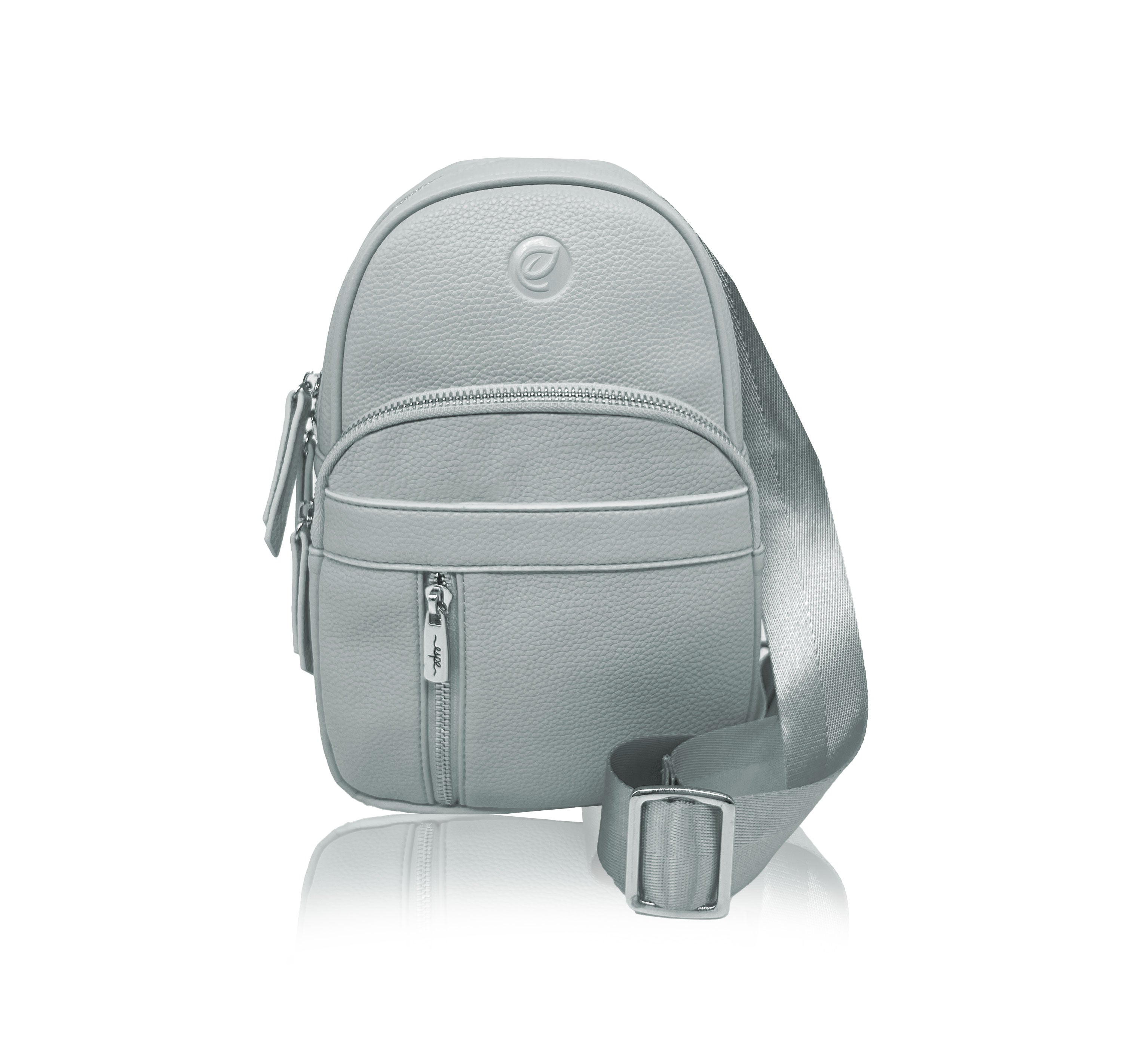 Espe Vegan Corp Grey crossbody bag with a visible brand logo on a white background