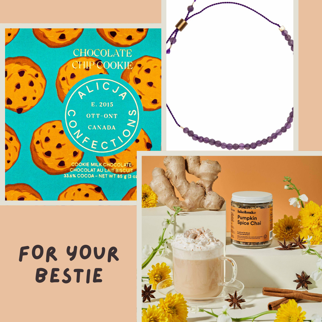 Holiday Gift bundle for your bestie: bracelet, chocolate, chai tea